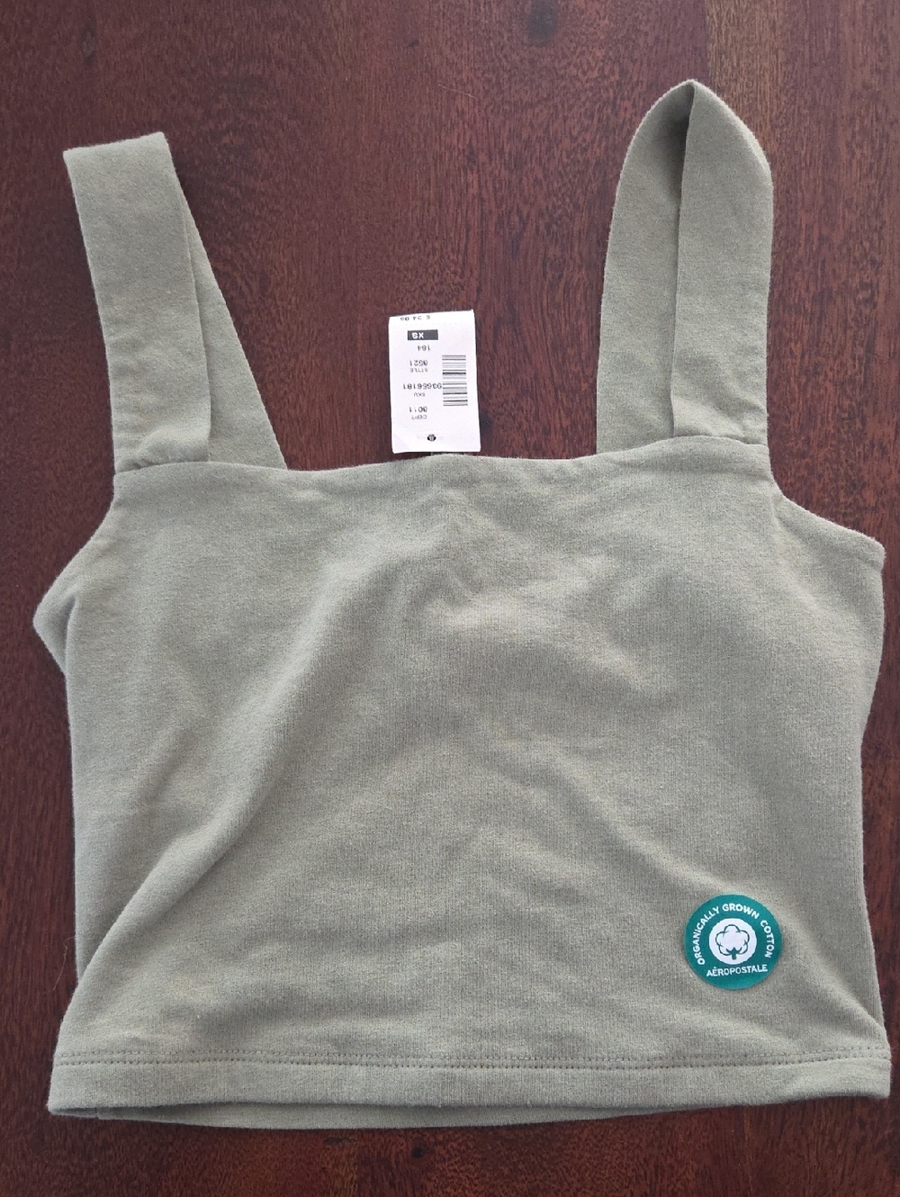 NEW Aeropostale Soft Organic Cotton Green  Crop Top Tank Bra NWT Extra Small XS